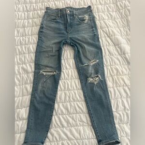 American Eagle Outfitters Blue Skinny Jeans Distressed Style